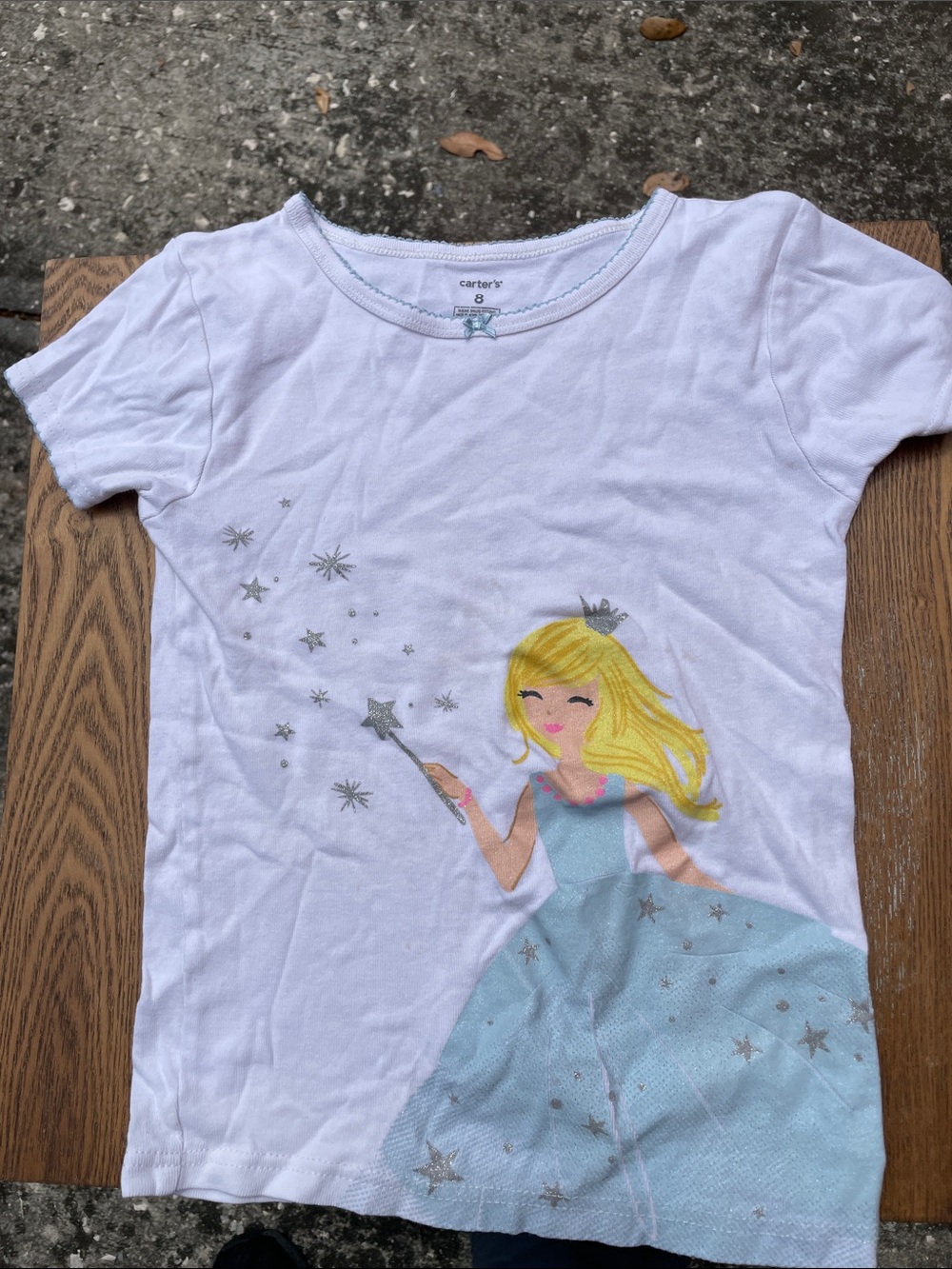Carter's White Tee with Princess Graphic
